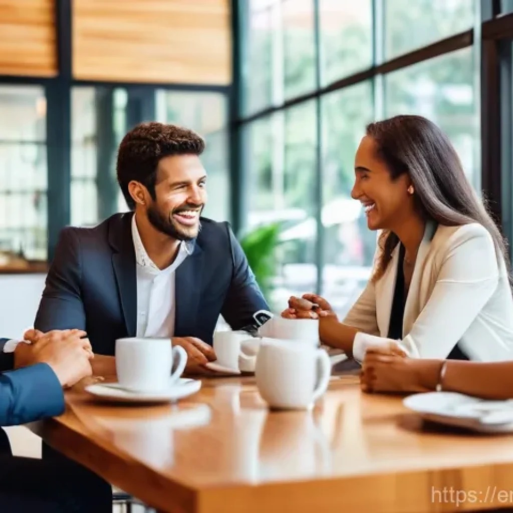 브라질인과 비즈니스 문화 - **Prompt 1: Forging Trust and Personal Connections in Brazil**
    "A diverse group of five business...