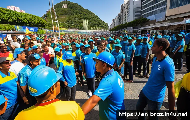 브라질 올림픽 개최 - A bustling urban scene in Rio de Janeiro during the Olympic Games preparation, showcasing diverse co...