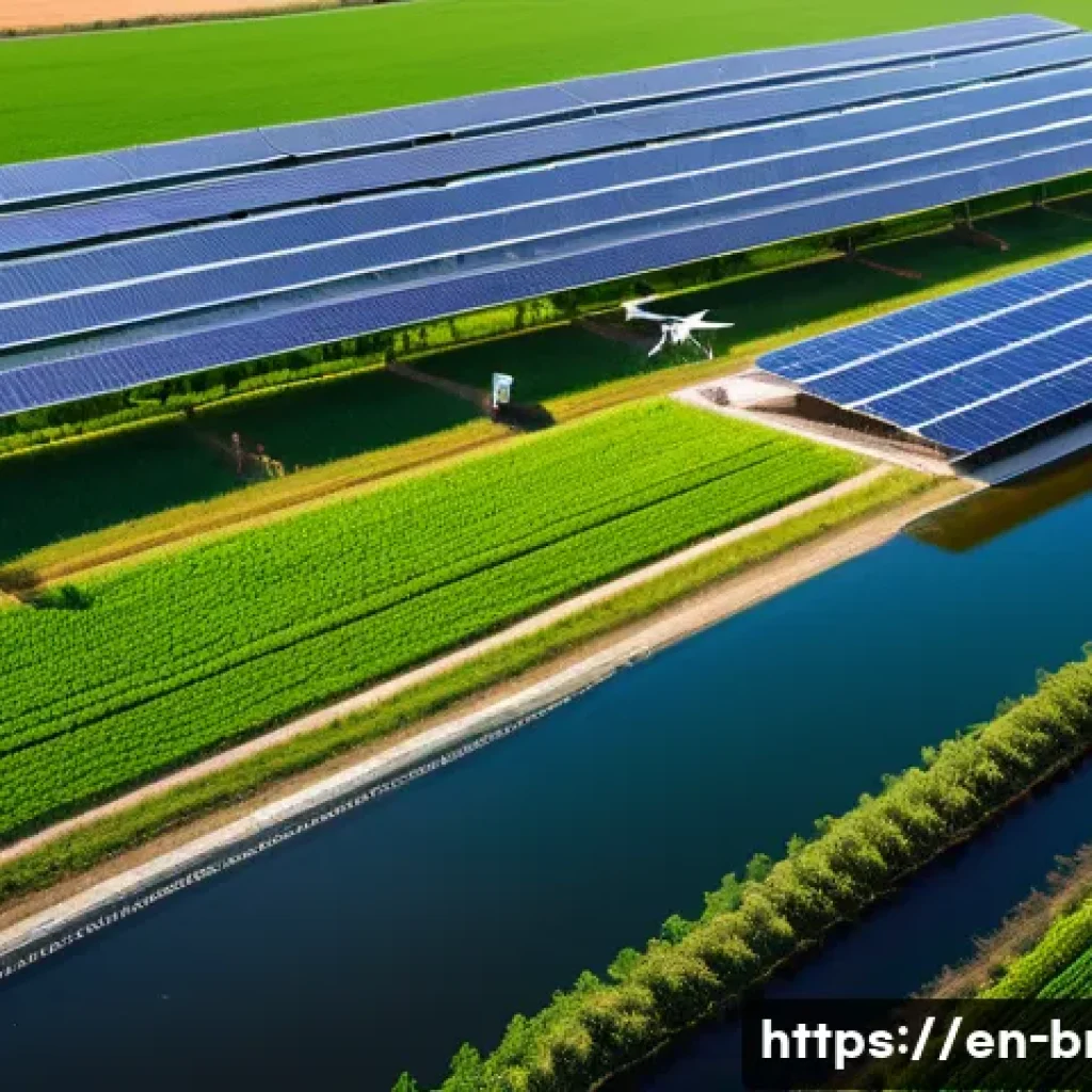브라질과 유럽연합 협력 - A vibrant scene depicting a collaborative high-tech agricultural innovation hub in Brazil, showcasin...
