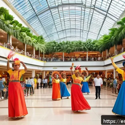 Home 30 브라질의 대표적인 대형 쇼핑몰 - A vibrant Brazilian shopping mall interior bustling with visitors enjoying a lively cultural festiva...